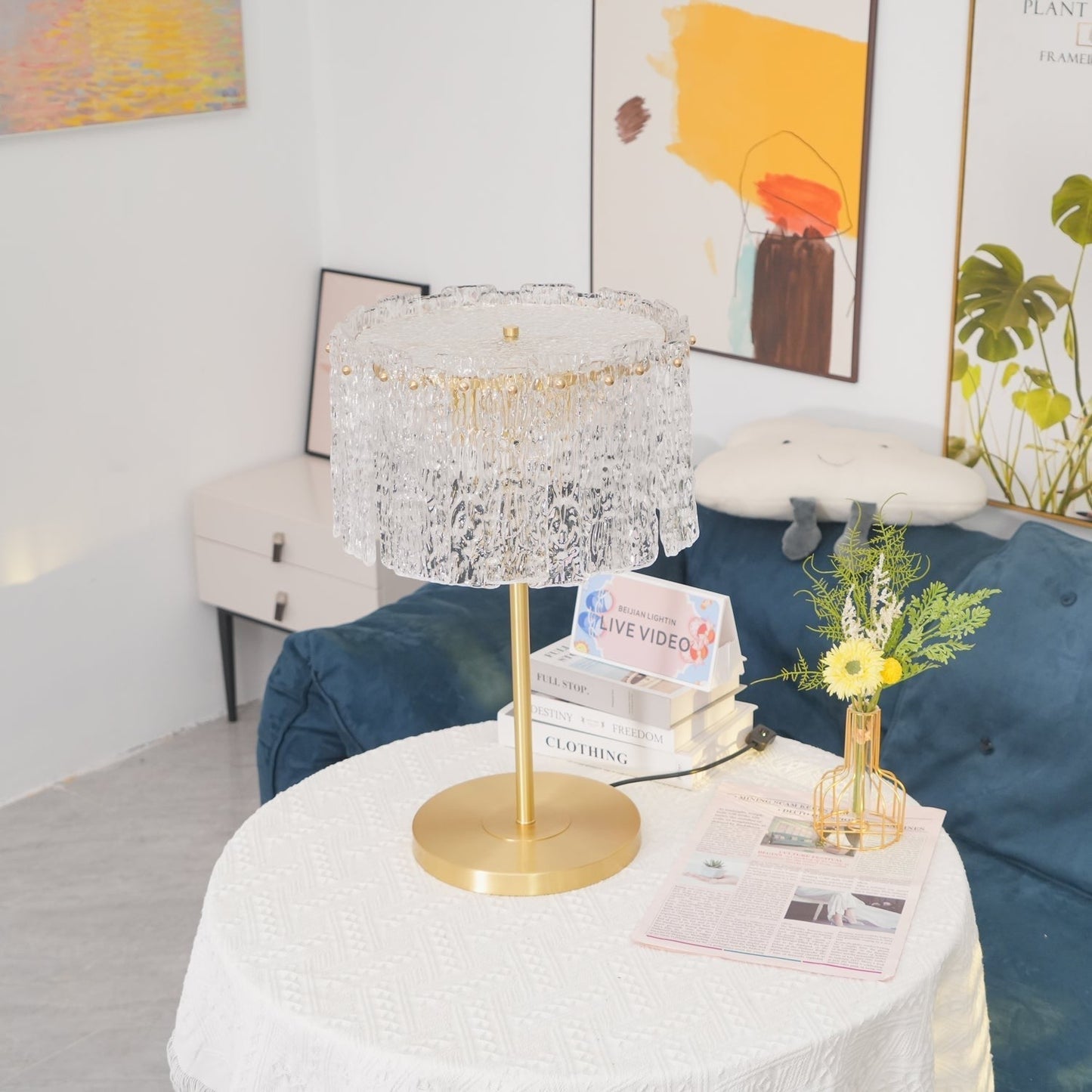 Celestia Glass Brass Table Lamp
