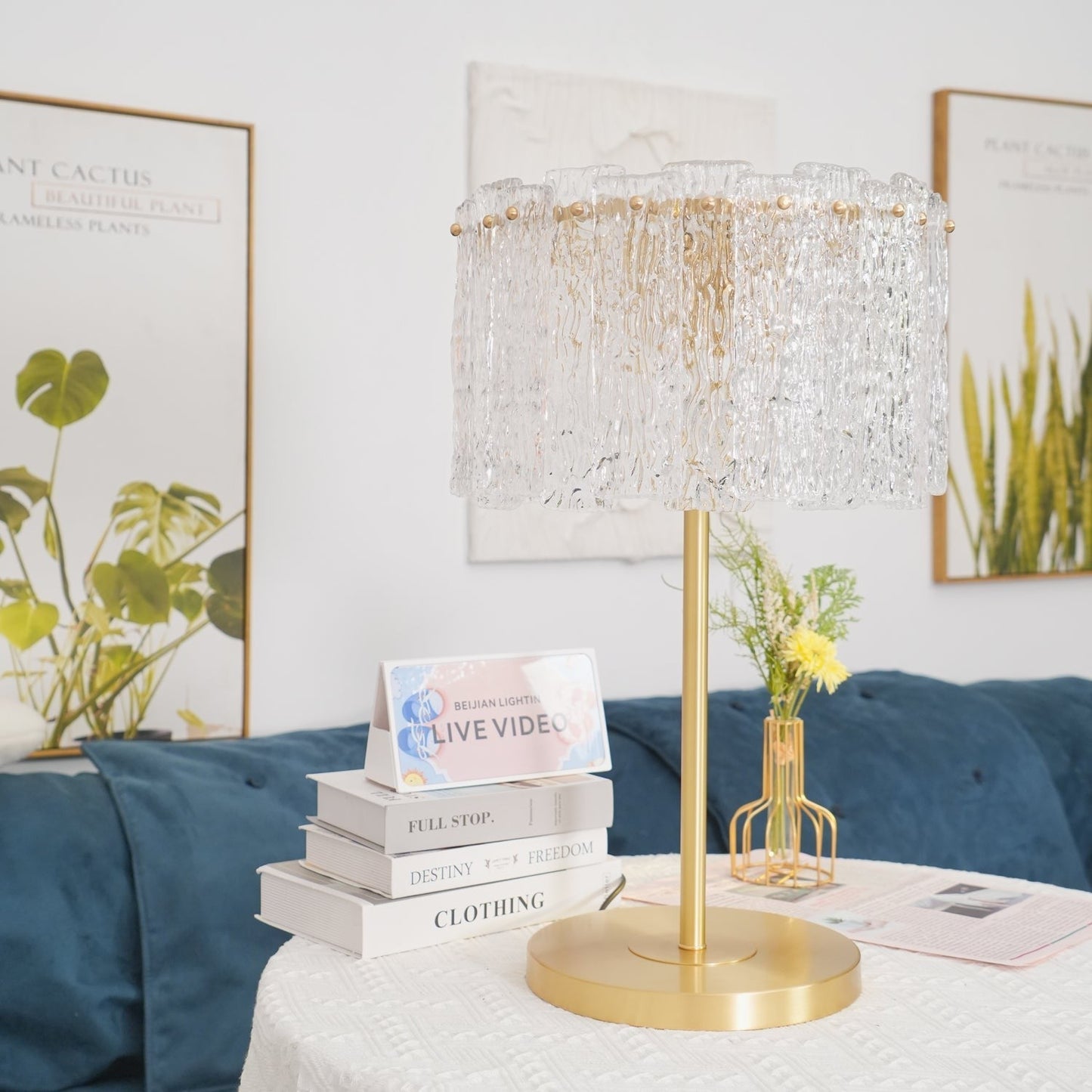 Celestia Glass Brass Table Lamp