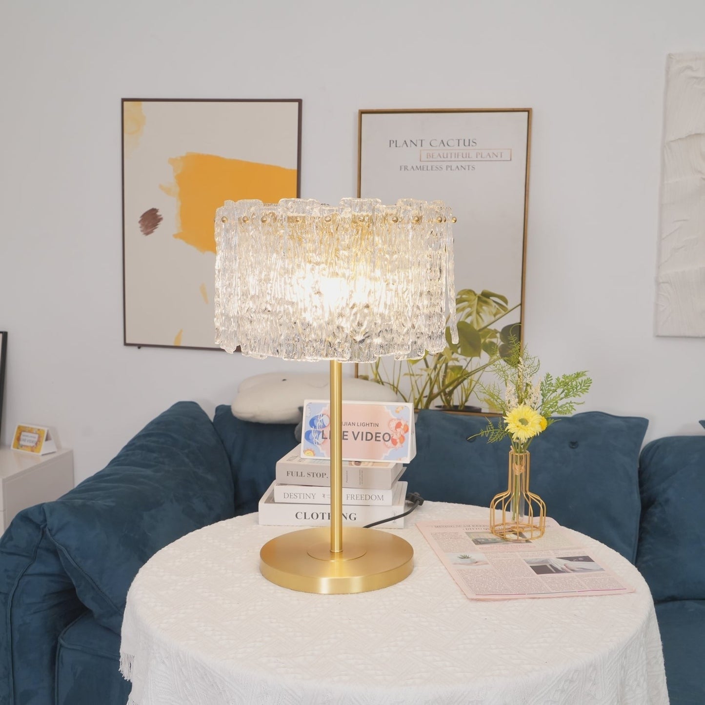 Celestia Glass Brass Table Lamp