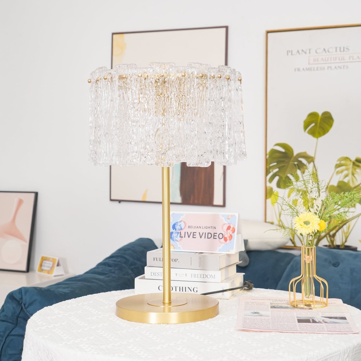 Celestia Glass Brass Table Lamp