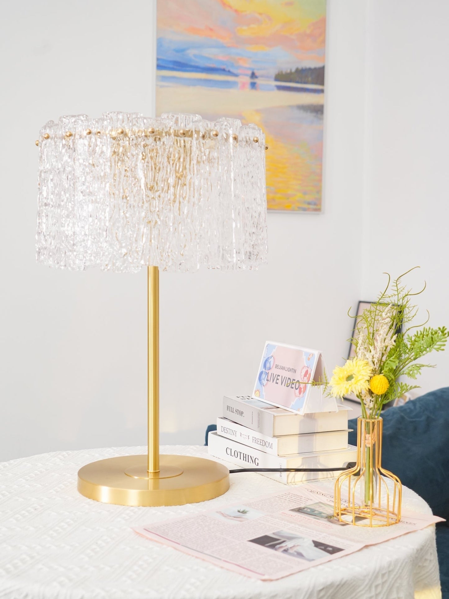 Celestia Glass Brass Table Lamp