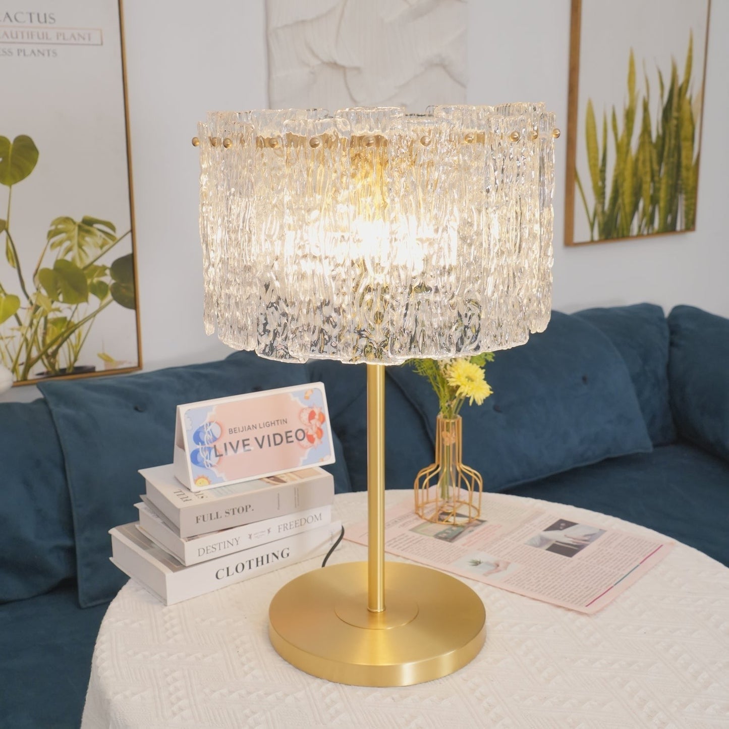 Celestia Glass Brass Table Lamp