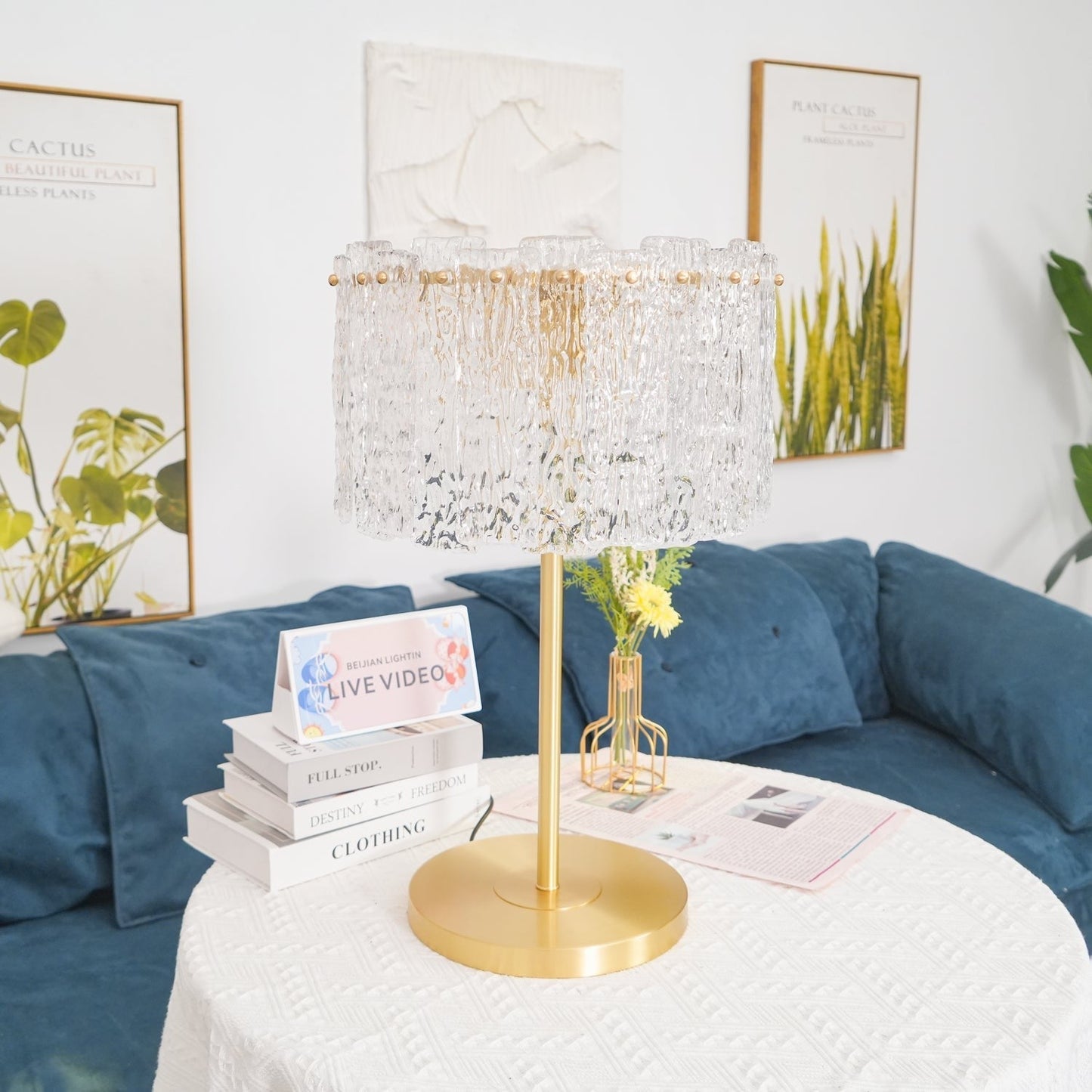 Celestia Glass Brass Table Lamp