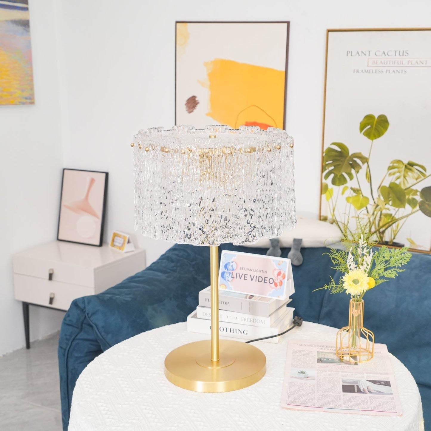 Celestia Glass Brass Table Lamp