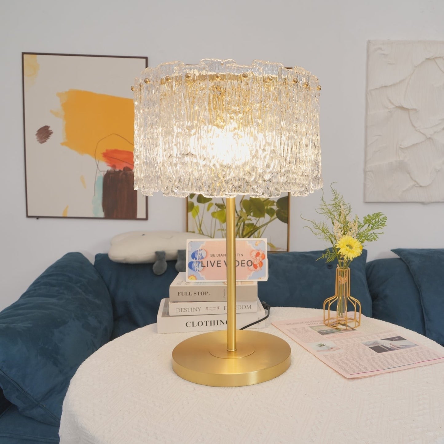 Celestia Glass Brass Table Lamp