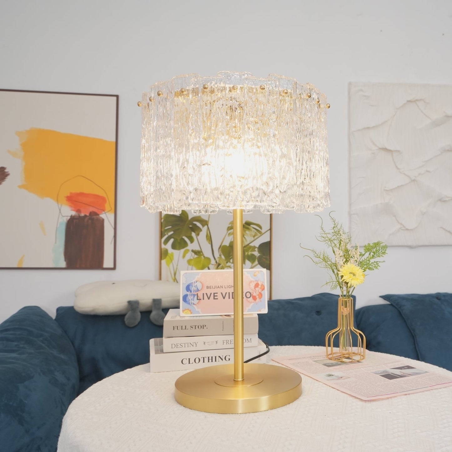 Celestia Glass Brass Table Lamp
