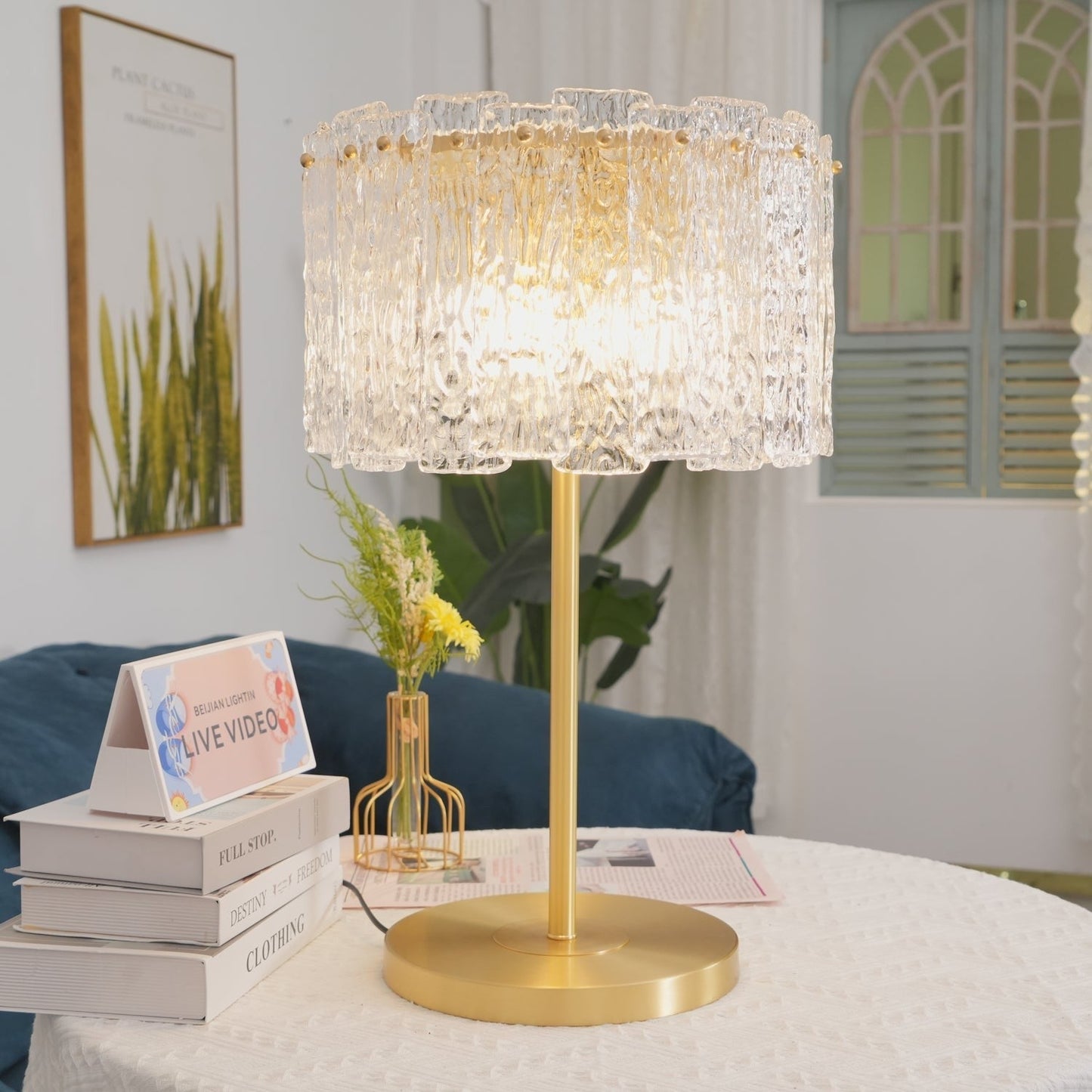 Celestia Glass Brass Table Lamp