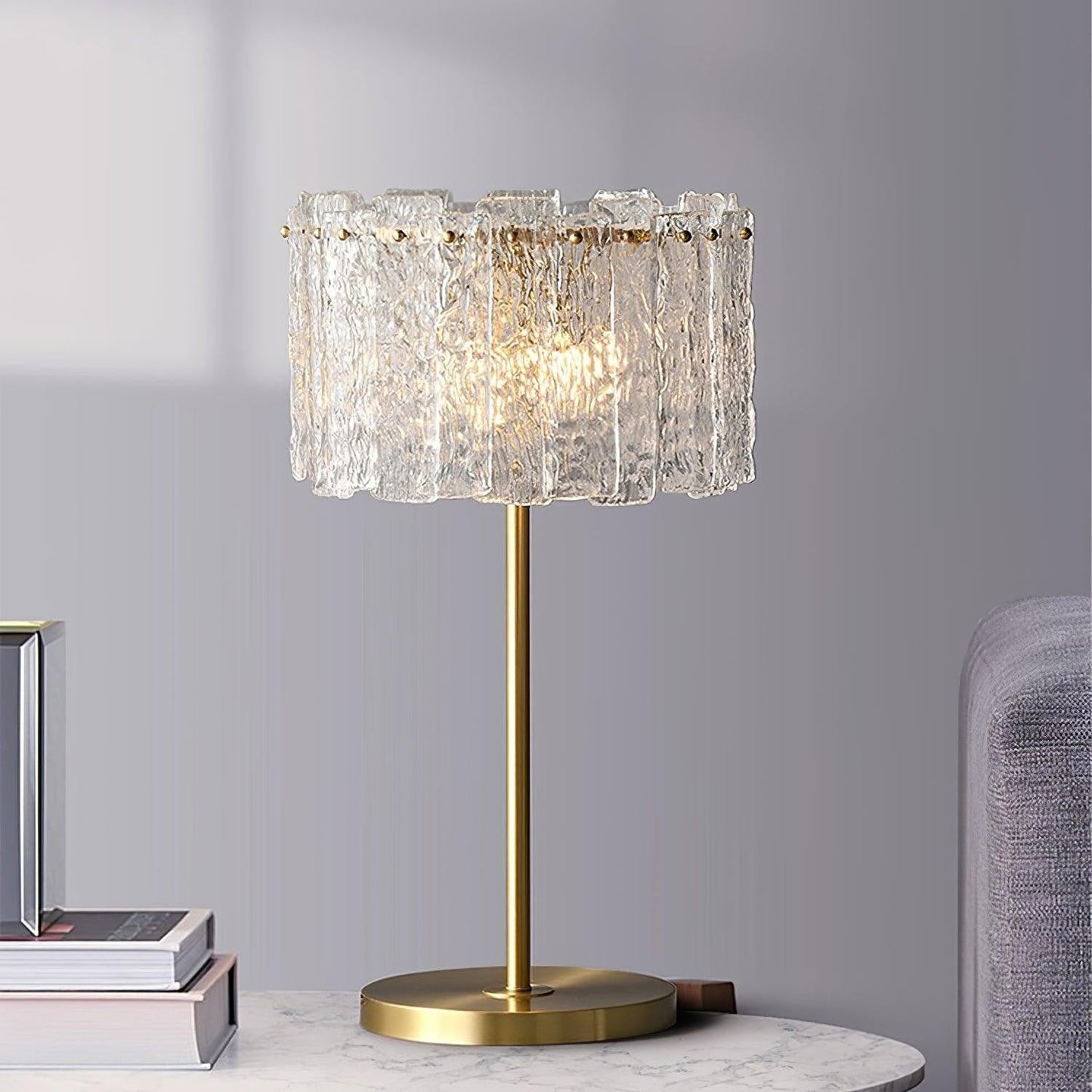Celestia Glass Brass Table Lamp