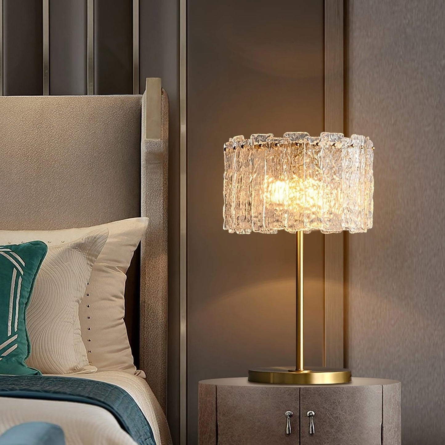 Celestia Glass Brass Table Lamp