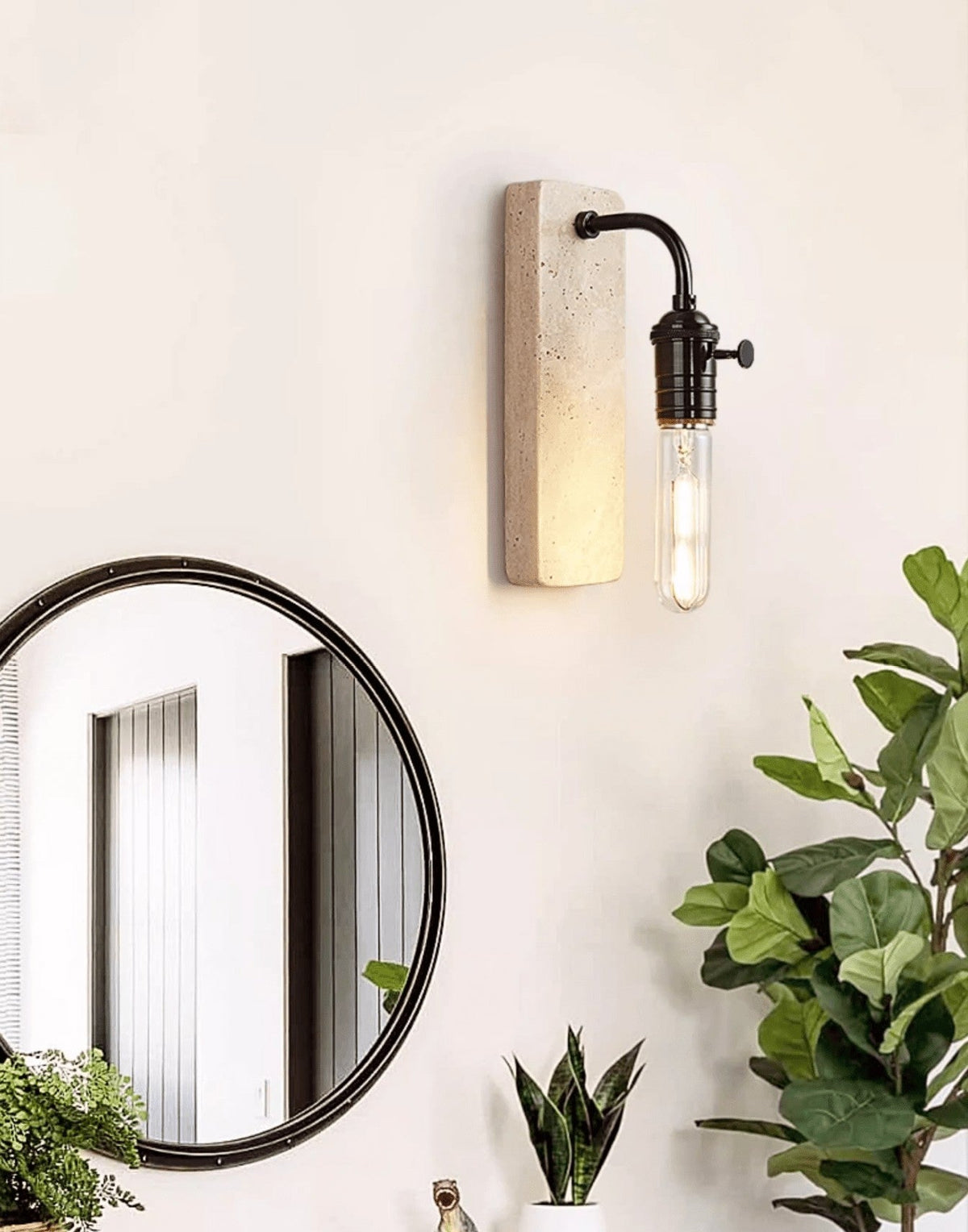 Travira Industrial Stone Wall Sconce