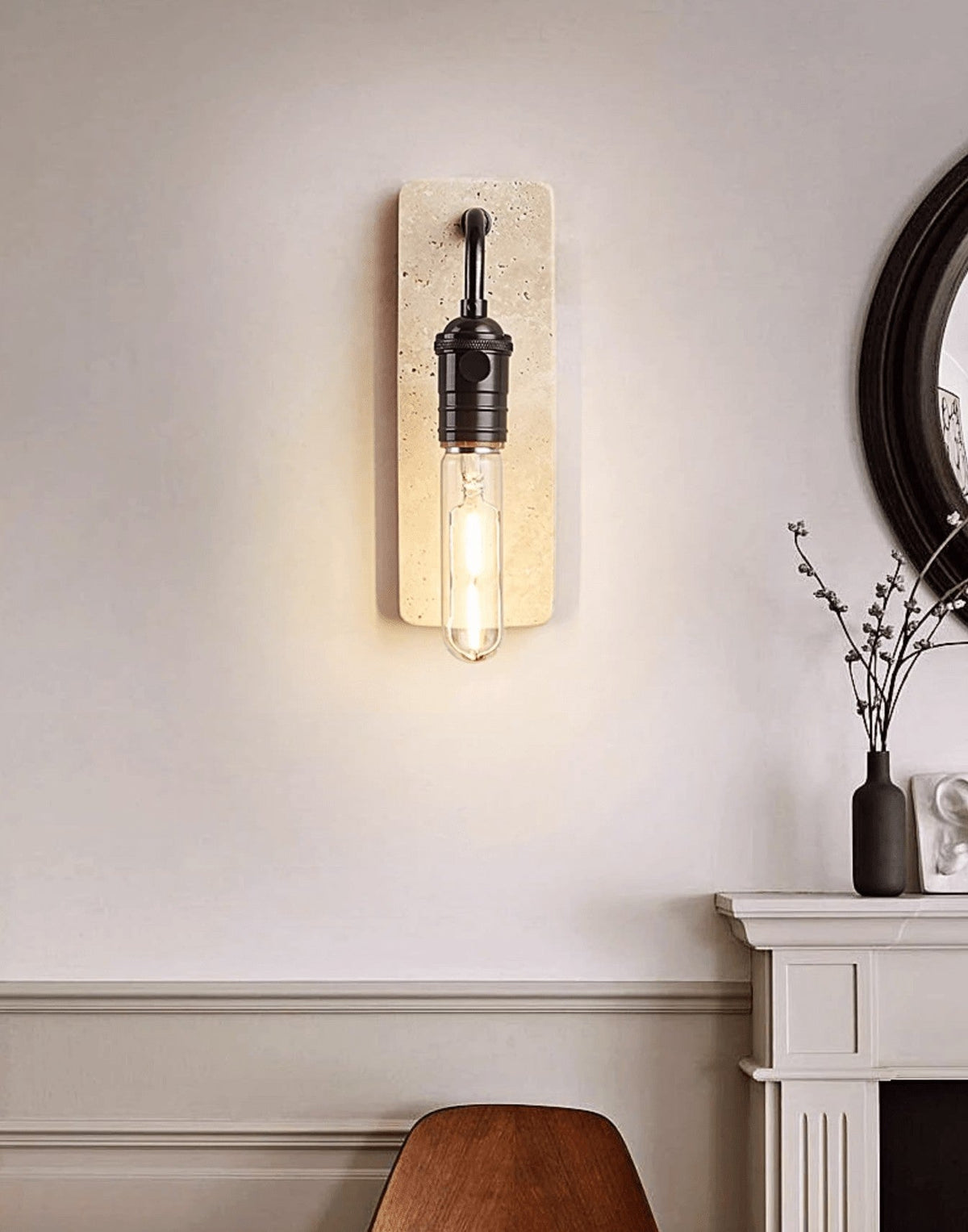 Travira Industrial Stone Wall Sconce